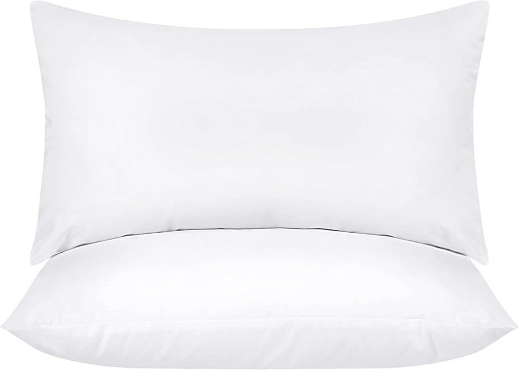 Throw Pillows Insert (Pack of 2, White) - 12 x 20 Inches Bed and Couch Pillows - Indoor Decorative Pillow