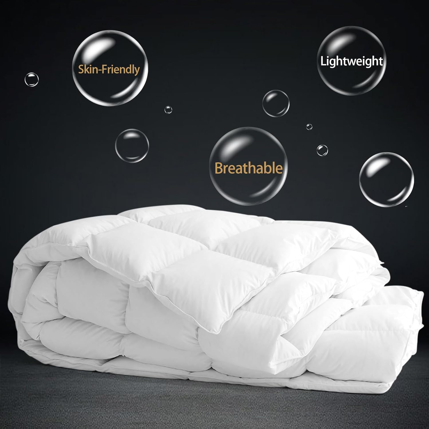 Feather Down Comforter Queen Size - All Season White Down Duvet Insert, Fluffy Breathable Bedding Camping Warm Quilt,Ultra Soft Quiet Luxurious Hotel with 8 Tabs (90" x 90")