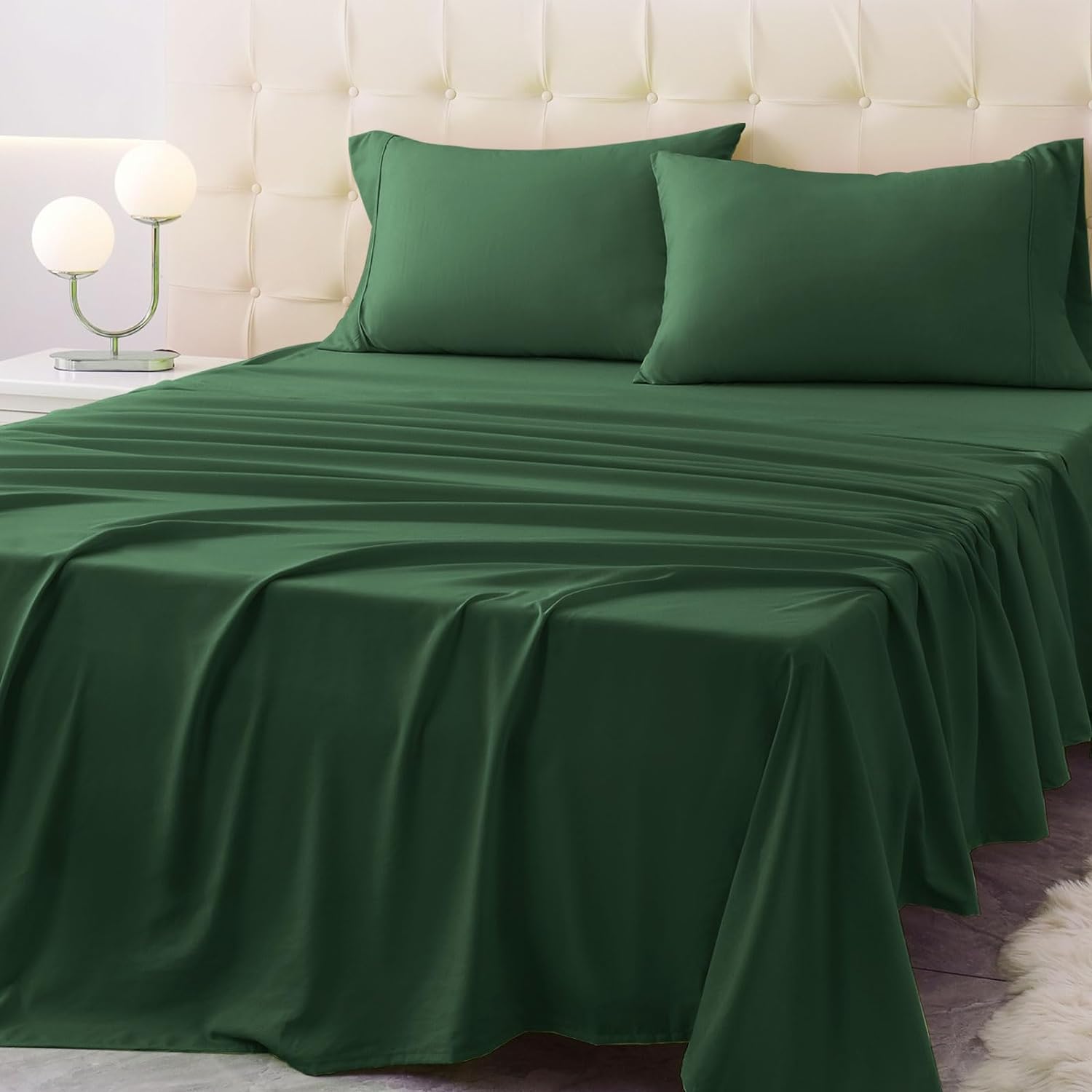 Super Soft Microfiber Sheet Set, 1800 Count Yarn, Luxurious Egyptian Cotton Sheets, Fits 18-24 Inch Deep Pocket Mattresses, Wrinkle-Resistant - 6-Piece Set (Dark Grey, Queen Size)