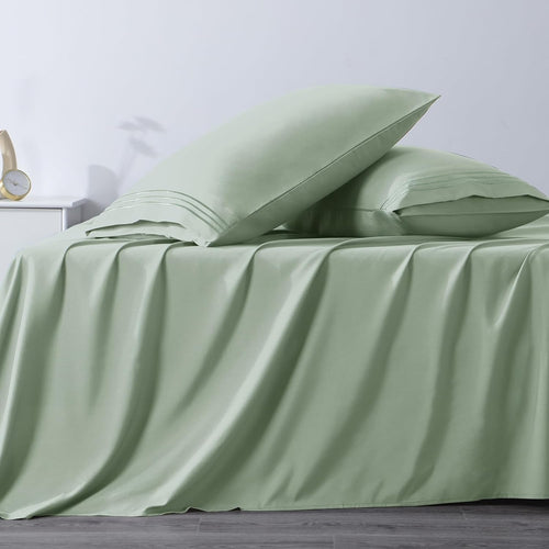 2 Pack - Queen Size 20x30 Inch Sage Green Microfiber Pillowcases with Envelope Closure, Soft and Breathable