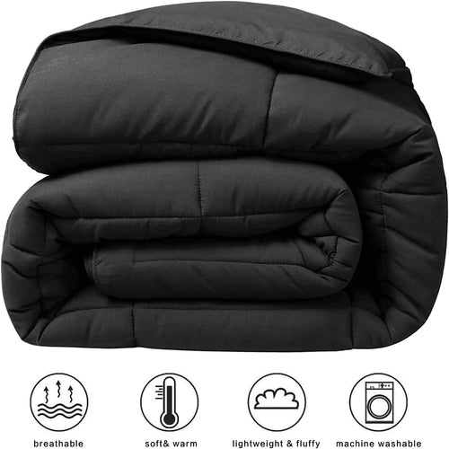 2200 Series King Size Down Alternative Comforter Quilted Duvet Insert with Corner Tabs - All Season Reversible Luxury Hotel Bedding Comforter - Reversible - Black