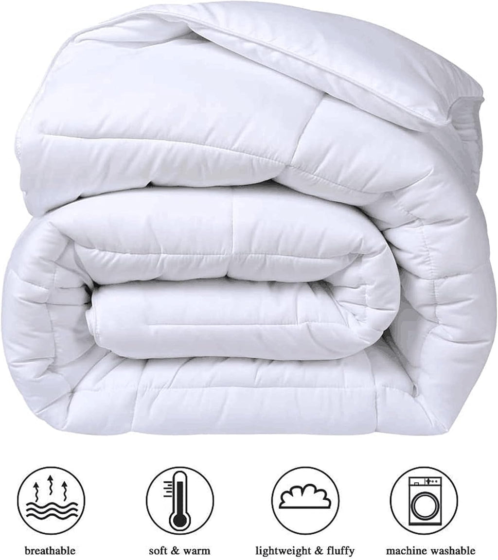 All Season King Size Cooling Comforter - Down Alternative Comforter - Quilted Duvet Insert with Corner Tabs - Luxury Soft Hotel Comforter - Reversible - White