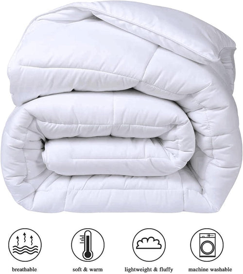 All Season King Size Cooling Comforter - Down Alternative Comforter - Quilted Duvet Insert with Corner Tabs - Luxury Soft Hotel Comforter - Reversible - White