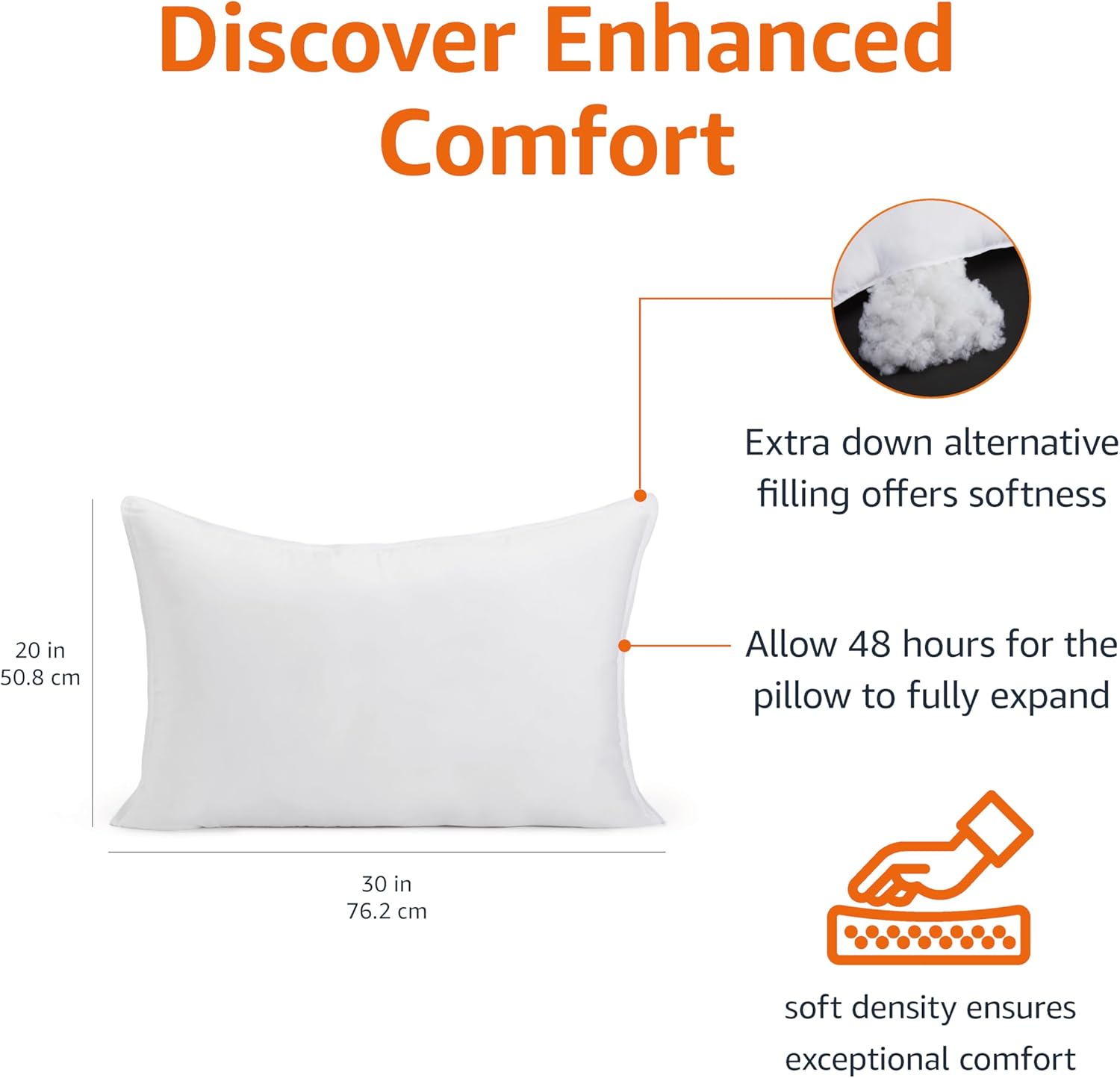 Down Alternative Pillows, Soft Density for Stomach and Back Sleepers, Queen, Pack of 2
