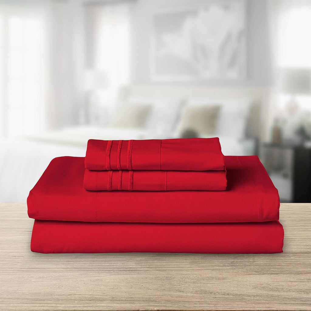 Six-Piece Queen Satin Sheet Set, Luxurious Silky Black Satin Sheet Set, 1 Deep Pocket Fitted Sheet + 1 Sheet + 4 Pillowcases