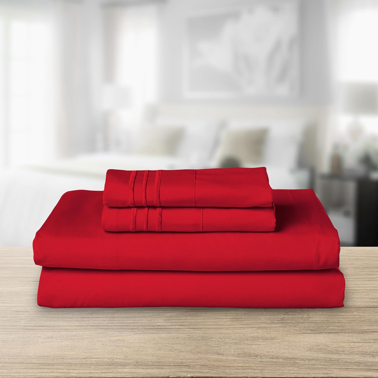 Six-Piece Queen Satin Sheet Set, Luxurious Silky Black Satin Sheet Set, 1 Deep Pocket Fitted Sheet + 1 Sheet + 4 Pillowcases
